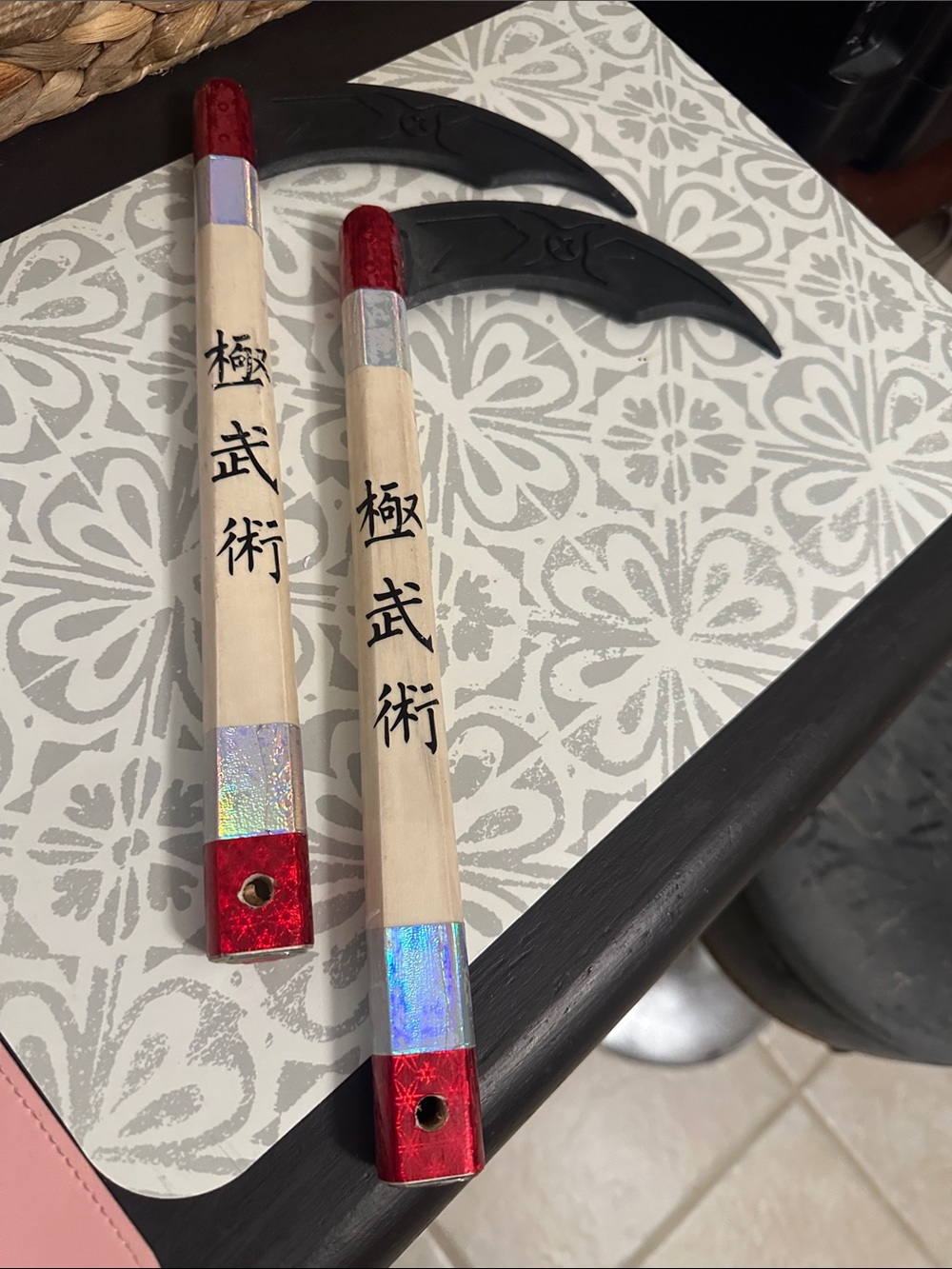 kamas Martial Arts Training  Sticks – Red and Natural set of 2